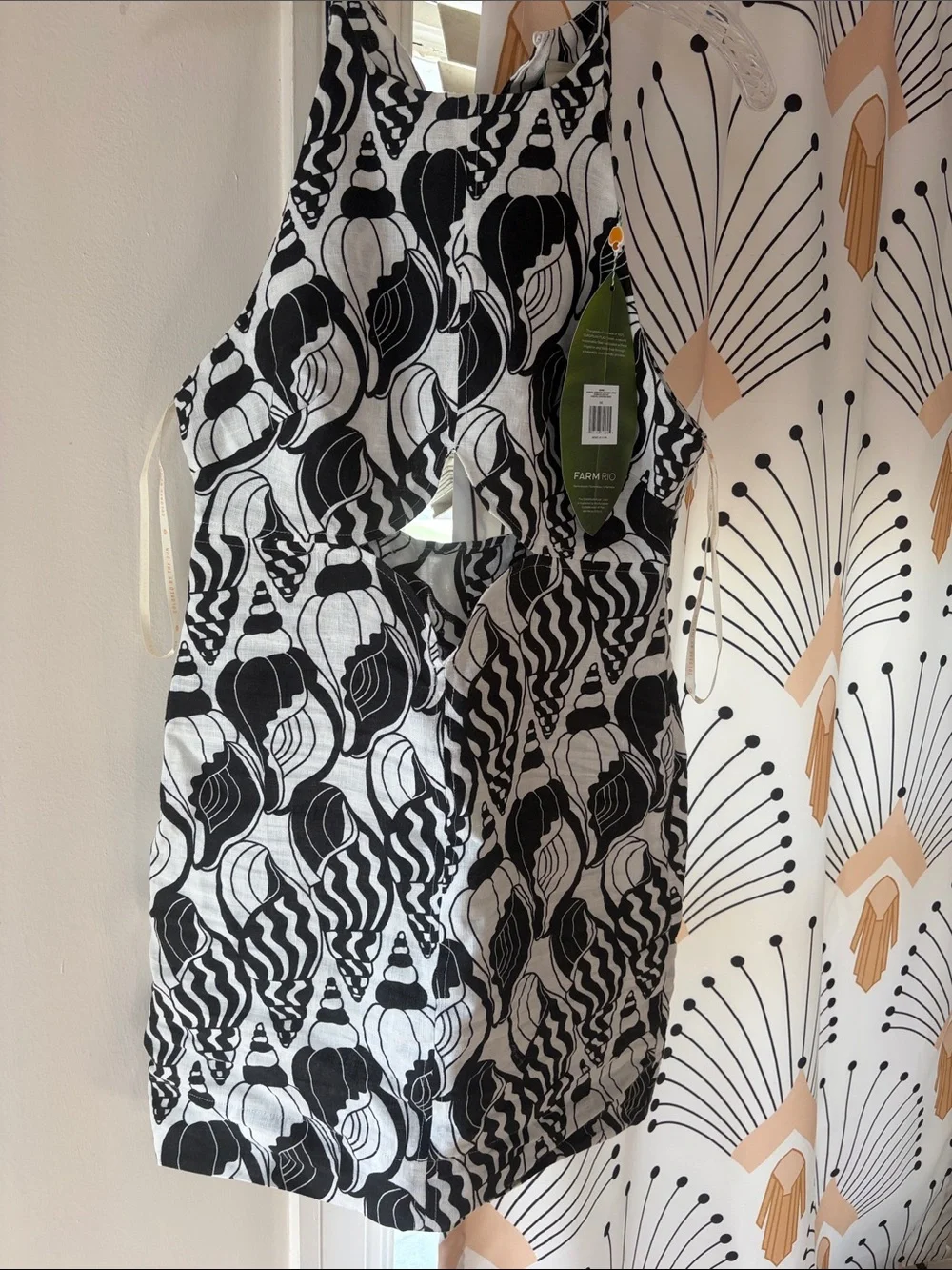 FARM Rio Black and Cream Abstract Cutout Halter Mini Dress - Picture 2 of 5